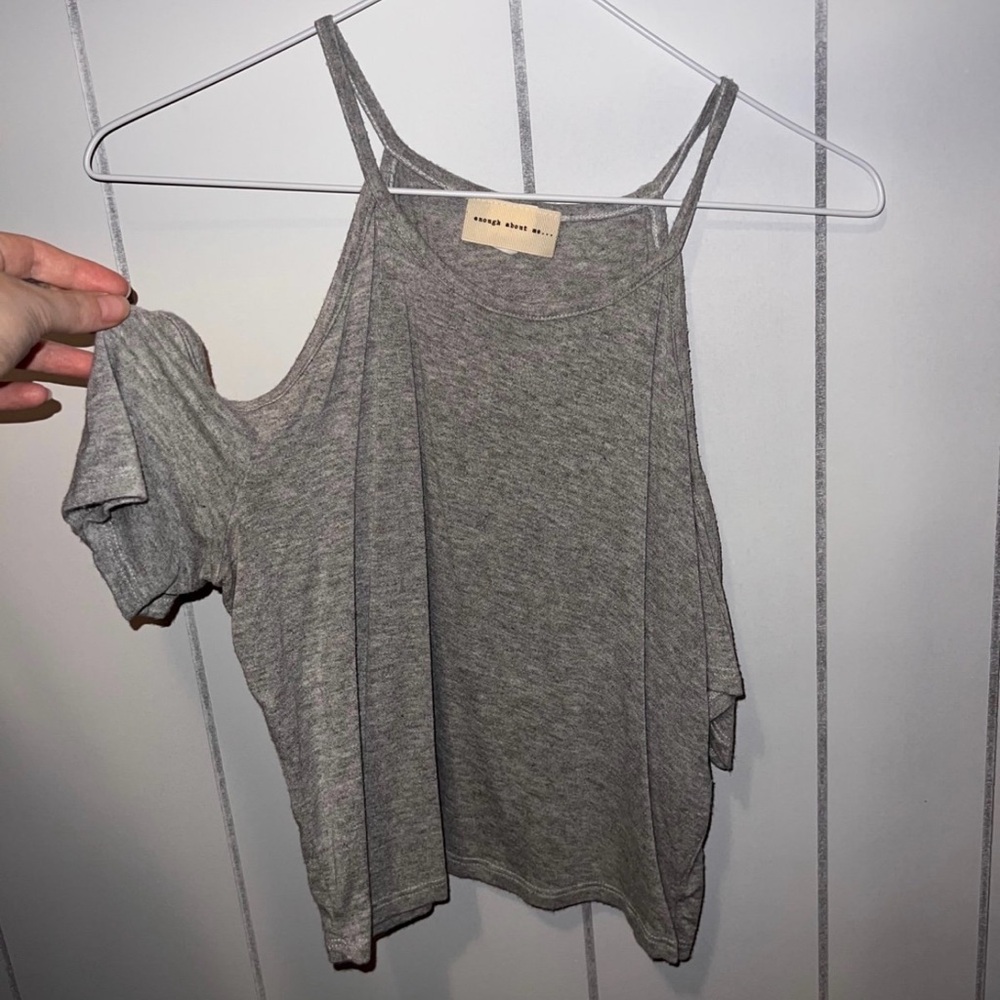 Gray Cold Shoulder Top